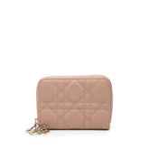 ディオール レディディオール カナージュ ミニウォレット コインケース 小銭入れ ピンク レザー レディース Dior 【中古】