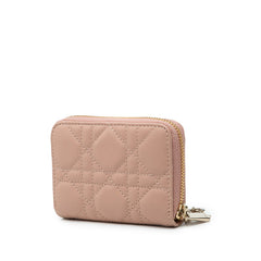 ディオール レディディオール カナージュ ミニウォレット コインケース 小銭入れ ピンク レザー レディース Dior 【中古】