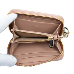 ディオール レディディオール カナージュ ミニウォレット コインケース 小銭入れ ピンク レザー レディース Dior 【中古】