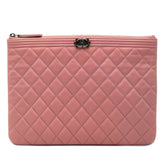 シャネル ココマーク ボーイシャネル クラッチバッグ ピンク ラムスキン レディース CHANEL 【中古】