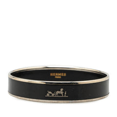 エルメス エマイユ バングル シルバー ブラック メタル レディース HERMES 【中古】