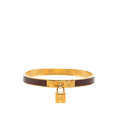 エルメス ケリーバングル ブレスレット ゴールド ブラウン メッキ ヴォーエプソン レディース HERMES 【中古】