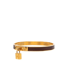 エルメス ケリーバングル ブレスレット ゴールド ブラウン メッキ ヴォーエプソン レディース HERMES 【中古】