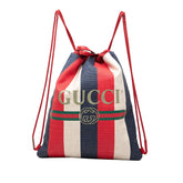 グッチ ローストリング ミディアム リュック バックパック 473872 レッド ホワイト ブルー キャンバス レディース GUCCI 【中古】