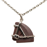 エルメス シュバル ホースモチーフ ペンダント ネックレス シルバー ブラウン メタル ヴェルカニウム レディース HERMES 【中古】