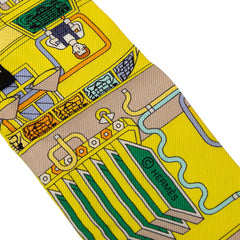 エルメス ツイリー LA MAISON DES CARRES メゾンデカレ スカーフ イエロー ブルー マルチカラー シルク レディース HERMES 【中古】