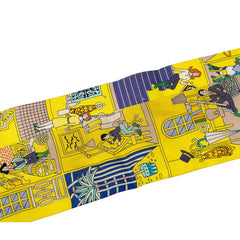 エルメス ツイリー LA MAISON DES CARRES メゾンデカレ スカーフ イエロー ブルー マルチカラー シルク レディース HERMES 【中古】