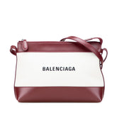 バレンシアガ ロゴ ショルダーバッグ 639497 ワインレッド ホワイト キャンバス レザー レディース BALENCIAGA 【中古】