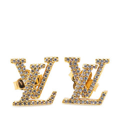 ルイ ヴィトン LV アイコニック ストラス ピアス M00609 ゴールド メッキ ラインストーン レディース LOUIS VUITTON 【中古】