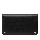 シャネル Vステッチ ココマーク 二つ折り 長財布 ブラック ラムスキン レディース CHANEL 【中古】
