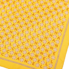 シャネル ロゴ カメリア スカーフ イエロー マルチカラー シルク レディース CHANEL 【中古】