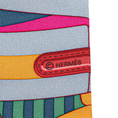 エルメス ツイリー SANGLES サングル スカーフ ブルー ピンク マルチカラー シルク レディース HERMES 【中古】