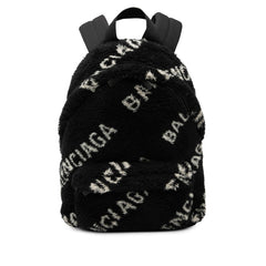バレンシアガ エブリデイ リュック バックパック 552379 ブラック ホワイト フェイクファー レザー レディース BALENCIAGA 【中古】