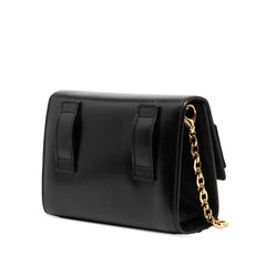 サルヴァトーレフェラガモ ヴァラリボン ミニ チェーン ショルダーバッグ ブラック ゴールド レザー レディース Salvatore Ferragamo 【中古】