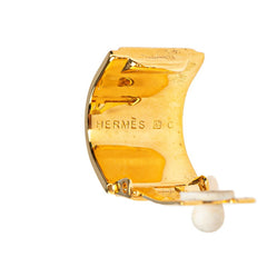 エルメス エマイユPM チェーン 七宝焼き イヤリング ゴールド ブルー メッキ レディース HERMES 【中古】