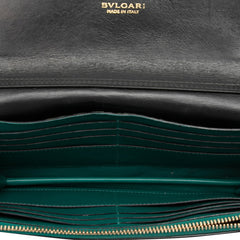 ブルガリ セルペンティ チェーン ウォレット ショルダーバッグ ブラック グリーン ゴールド レザー レディース BVLGARI 【中古】