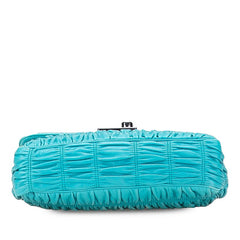 プラダ ナッパゴーフル チェーン ショルダーバッグ BT0939 ブルー レザー レディース PRADA 【中古】