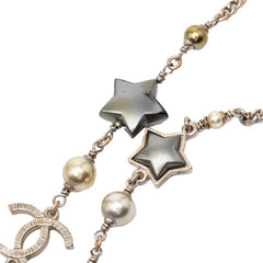 シャネル ココマーク スター 星 ロングネックレス シルバー メタル フェイクパール レディース CHANEL 【中古】