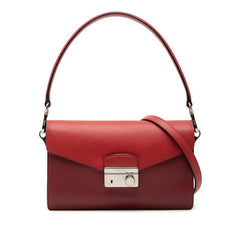 プラダ サフィアーノ ハンドバッグ 2WAY 斜め掛け ショルダーバッグ ワンショルダー レッド レザー レディース PRADA 【中古】