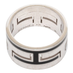 エルメス ムーブアッシュ リング 指輪 #51 シルバー ブラック SV925 シルバー メンズ HERMES 【中古】