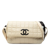 シャネル チョコバー 斜め掛け ショルダーバッグ A16735 ベージュ ブラック レザー レディース CHANEL 中古
