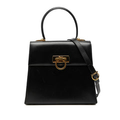 サルヴァトーレフェラガモ ガンチーニ ハンドバッグ ショルダーバッグ 2WAY ブラック レザー レディース Salvatore Ferragamo 中古