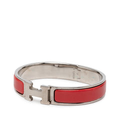 エルメス クリックH PM バングル シルバー レッド メタル レディース HERMES 【中古】