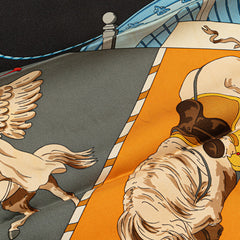 エルメス カレ90 Musee Vivant du Cheval Chantilly シャンティイ城馬の博物館 スカーフ ブラック マルチカラー シルク レディース HERMES 【中古】