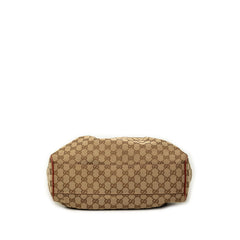 グッチ GGキャンバス ハンドバッグ トートバッグ 211944 ベージュ ブラウン キャンバス レザー レディース GUCCI 【中古】