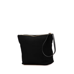サンローラン リヴゴーシュ クラッチバッグ ポーチ  ブラック ウール レザー レディース SAINT LAURENT 【中古】
