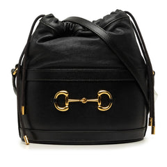グッチ ホースビット1955 バケットバッグ 斜め掛け ショルダーバッグ 602118 ブラック レザー レディース GUCCI 中古