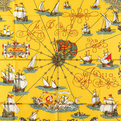 エルメス カレ90 VOILES DE LUMIERE 光の帆船 スカーフ イエロー マルチカラー シルク レディース HERMES 【中古】