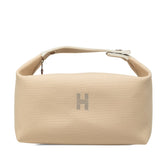 エルメス ブリッド ア ブラックGM ハンドバッグ ポーチ ベージュ グレー コットン レディース HERMES 中古