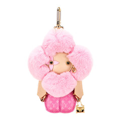 ルイ ヴィトン モノグラム ヴィヴィエンヌ ファッショニスタ チャーム バッグチャーム M01737 ピンク ベージュ PVC レザー ファー レディース LOUIS VUITTON 【中古】