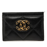 シャネル シャネル19 マトラッセ カードケース 名刺入れ AP1167 ブラック ラムスキン レディース CHANEL 【中古】