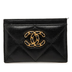 シャネル シャネル19 マトラッセ カードケース 名刺入れ AP1167 ブラック ラムスキン レディース CHANEL 【中古】
