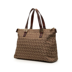 フェンディ ズッキーノ トートバッグ ハンドバッグ 88BH138 ブラウン キャンバス レザー レディース FENDI 【中古】