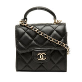シャネル ココマーク ミニマトラッセ チェーン ショルダーバッグ AP2682 ブラック ゴールド ラムスキン レディース CHANEL 中古