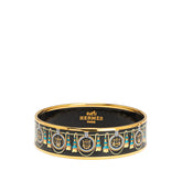 エルメス エマイユGM 七宝焼き タッセル バングル ブラック ゴールド メッキ レディース HERMES 【中古】