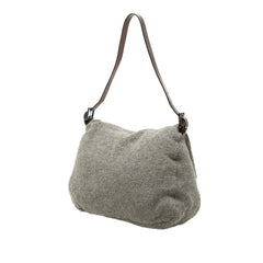 フェンディ マンマバケット ハンドバッグ ワンショルダーバッグ グレー ブラウン ニット レザー レディース FENDI 中古