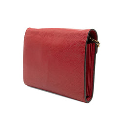 グッチ GGマーモント 斜め掛け チェーン ショルダーバッグ GGロゴ 401232 レッド レザー レディース GUCCI 【中古】