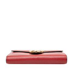 グッチ GGマーモント 斜め掛け チェーン ショルダーバッグ GGロゴ 401232 レッド レザー レディース GUCCI 【中古】