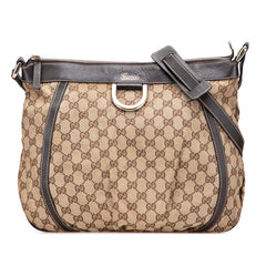 グッチ GGキャンバス アビー 斜め掛け ショルダーバッグ 204940 ベージュ ブラウン キャンバス レザー レディース GUCCI 【中古】