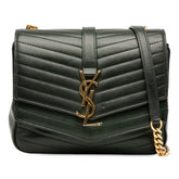 サンローラン ロゴ チェーン ショルダーバッグ グリーン ゴールド レザー レディース SAINT LAURENT 【中古】