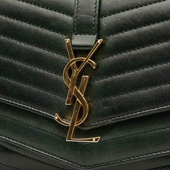 サンローラン ロゴ チェーン ショルダーバッグ グリーン ゴールド レザー レディース SAINT LAURENT 【中古】