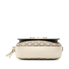 グッチ GGスプリーム ホースビット 斜め掛け ショルダーバッグ 645454 ベージュ ホワイト PVC レザー レディース GUCCI 中古