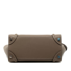 セリーヌ ラゲージ マイクロショッパー ハンドバッグ グレージュ レザー レディース CELINE 【中古】