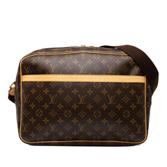 ルイ ヴィトン モノグラム リポーターGM 斜め掛け ショルダーバッグ M45252 ブラウン PVC レザー レディース LOUIS VUITTON 中古