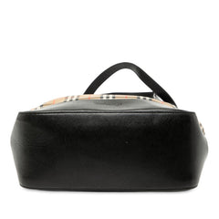 バーバリー ノバチェック シャドーホース トートバッグ ショルダーバッグ ベージュ ブラック キャンバス レザー レディース BURBERRY 【中古】