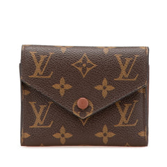 ルイ ヴィトン モノグラム ポルトフォイユ ヴィクトリーヌ 三つ折り財布 M62472 ブラウン PVC レディース LOUIS VUITTON 【中古】